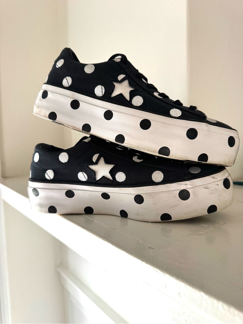 Converse Chuck Taylor Black Polka Dot Canvas Sneakers - Picture 2 of 9